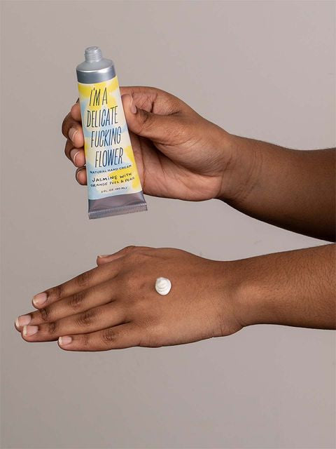 DFF Hand Cream- Jasmine with Orange Peel & Pear- being used
