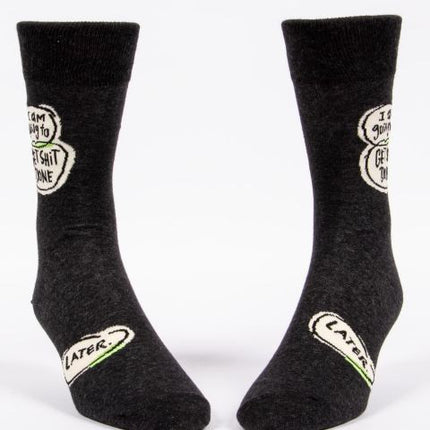 Get Shit Done Later Men's Socks- front view