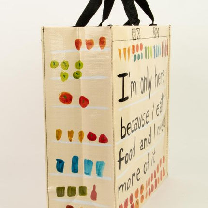 Only Here Because I Eat Food Shopper Bag- side view
