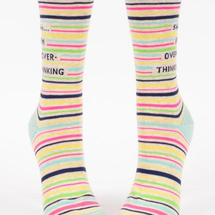 Shhh I'm Overthinking Crew Socks- front view