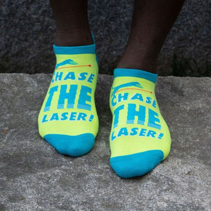 Chase The Laser! Sneaker Socks L/XL- worn by model