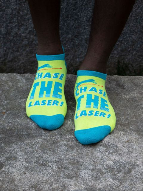 Chase The Laser! Sneaker Socks L/XL- worn by model