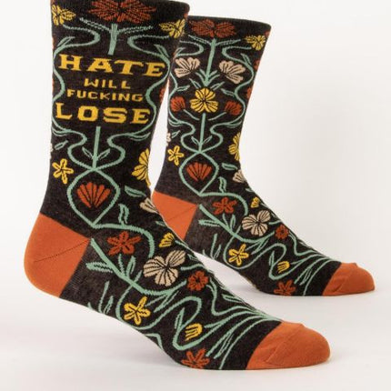 Hate Will Fucking Lose Men's Socks- side view