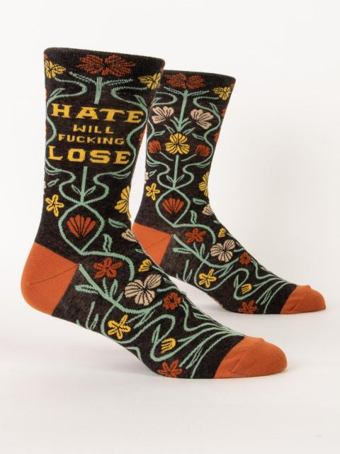 Hate Will Fucking Lose Men's Socks- side view