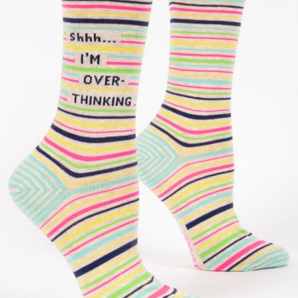 Shhh I'm Overthinking Crew Socks- side view
