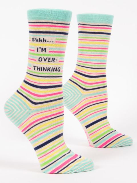 Shhh I'm Overthinking Crew Socks- side view