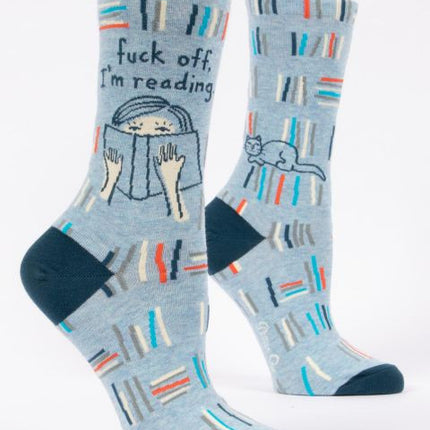 Fuck Off, I'm Reading Crew Socks- side view