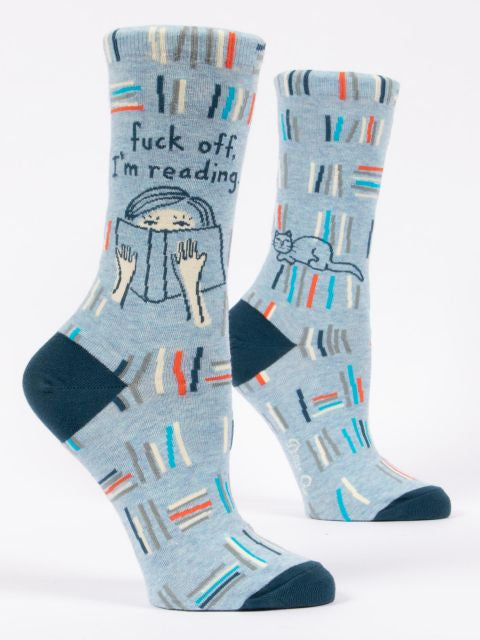 Fuck Off, I'm Reading Crew Socks- side view