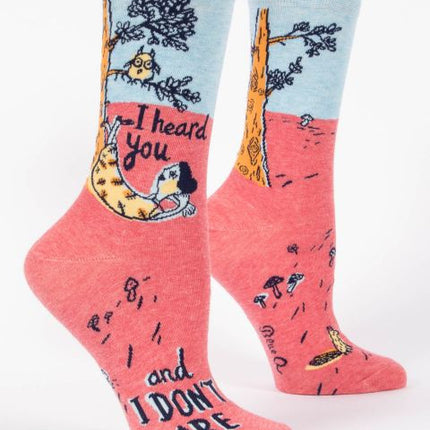 I Heard You Don't Care Crew Socks- side view