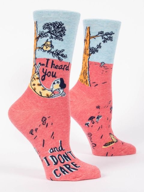 I Heard You Don't Care Crew Socks- side view