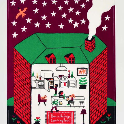 Beer In The Fridge Dish Towel- unfolded