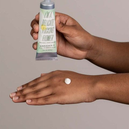 DFF Hand Cream- Gardenia and Sandalwood- being used