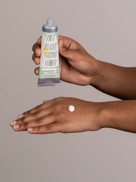 DFF Hand Cream- Gardenia and Sandalwood- being used