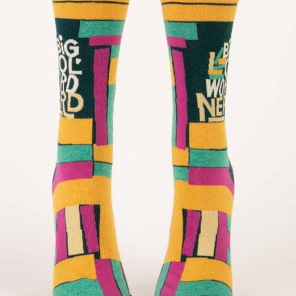 Big Ol' Word Nerd Crew Socks- front view