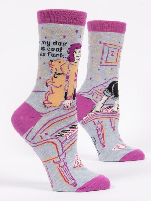 My Dog Is Cool As Fuck Crew Socks- side view