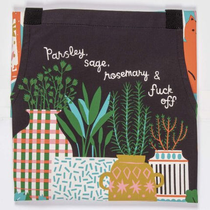 Parsley, Sage, Rosemary, & Fuckoff Apron- design close up
