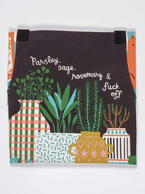 Parsley, Sage, Rosemary, & Fuckoff Apron- design close up