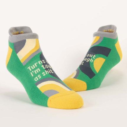 Turns Out I'm Tough As Shit Sneaker Socks L/XL- on foot view