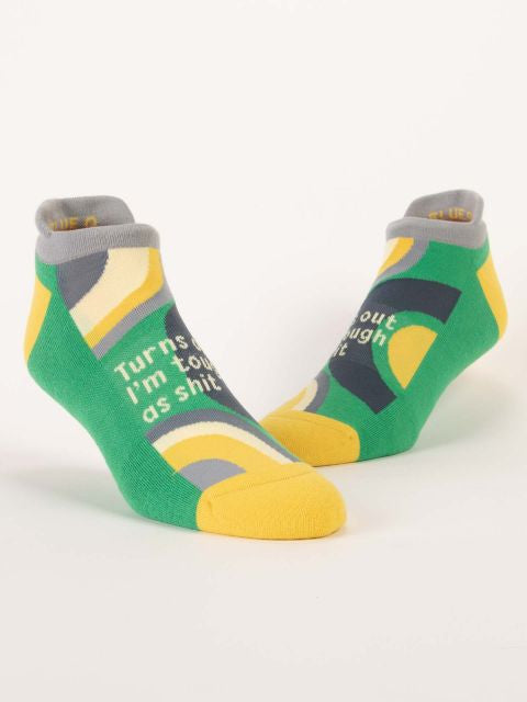 Turns Out I'm Tough As Shit Sneaker Socks L/XL- on foot view