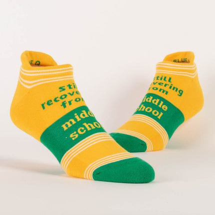 Recovering From Middle School Sneaker Socks L/XL- on foot view