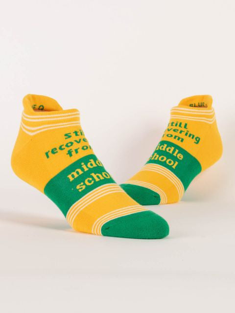 Recovering From Middle School Sneaker Socks L/XL- on foot view