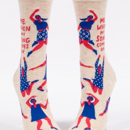 When My Song Comes On Crew Socks- front view