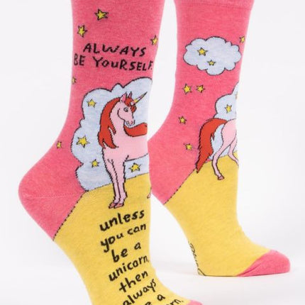 Always Be A Unicorn Crew Socks- side view