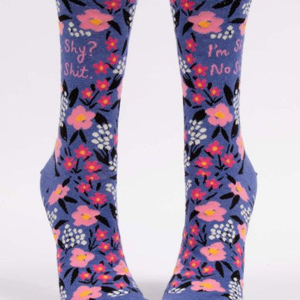I'm Shy? No Shit. Crew Socks- front view