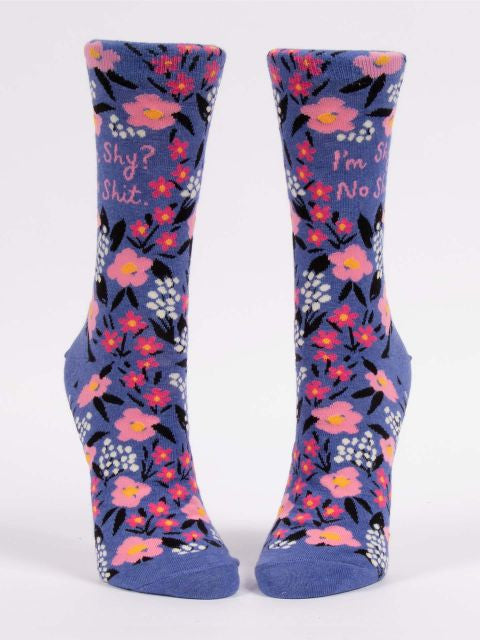 I'm Shy? No Shit. Crew Socks- front view