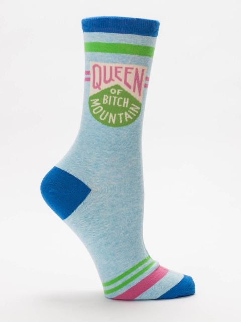 Queen of Bitch Mountain Crew Socks- single sock right side view
