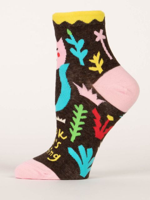 Look Who's Blooming Ankle Socks- single sock left side view