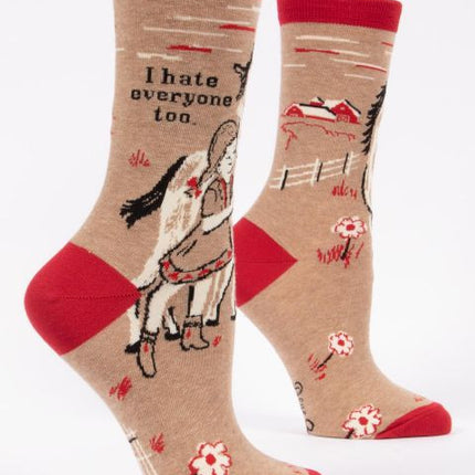 I Hate Everyone Too Crew Socks- side view