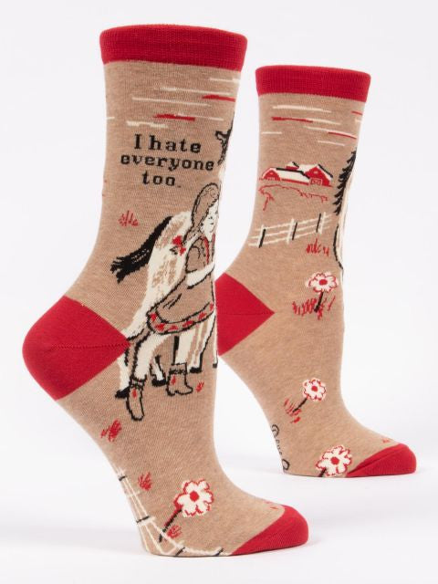 I Hate Everyone Too Crew Socks- side view