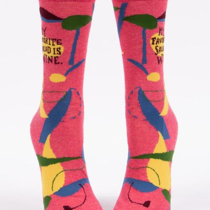 My Favorite Salad is Wine Crew Socks- front view