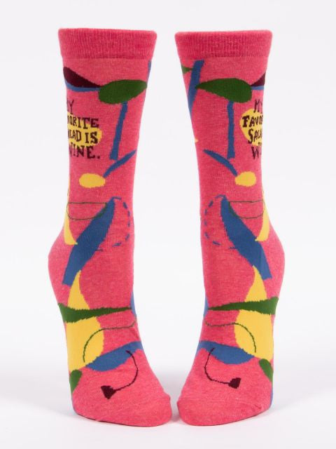 My Favorite Salad is Wine Crew Socks- front view
