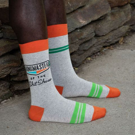 Ringmaster Of The Shit Show Men's Socks- worn by model