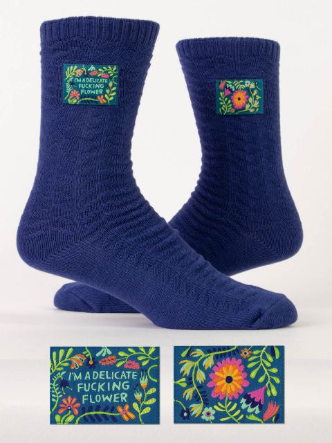I'm A Delicate Fucking Flower Tag Socks L/XL