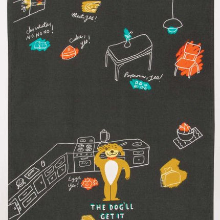 The Dog'll Get It Dish Towel- unfolded