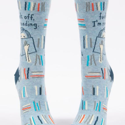 Fuck Off, I'm Reading Crew Socks- front view