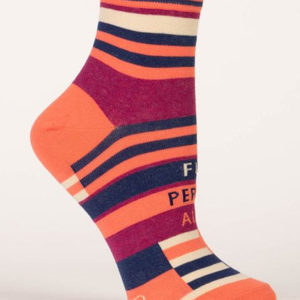 Fun Person Alert Ankle Socks- single sock right side view