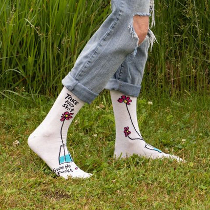 Take No Shit Crew Socks- worn by model