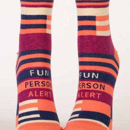 Fun Person Alert Ankle Socks- front view