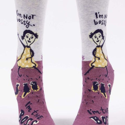 I'm Not Bossy Crew Socks- front view