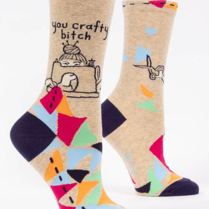 You Crafty Bitch Crew Socks- side view
