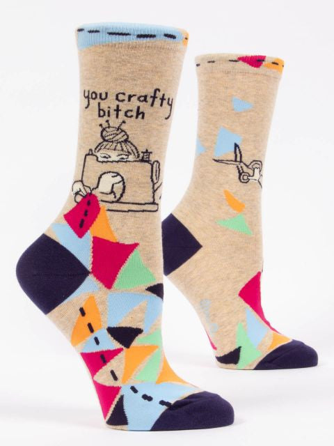 You Crafty Bitch Crew Socks- side view