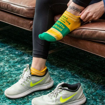 Recovering From Middle School Sneaker Socks L/XL- worn by model