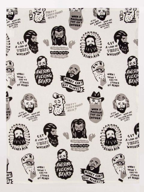 Awesome Fucking Beard Dish Towel- unfolded