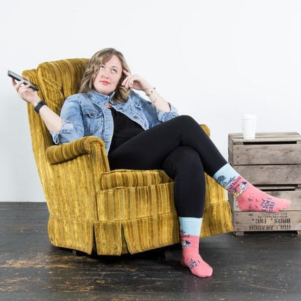 I Heard You Don't Care Crew Socks- worn by model