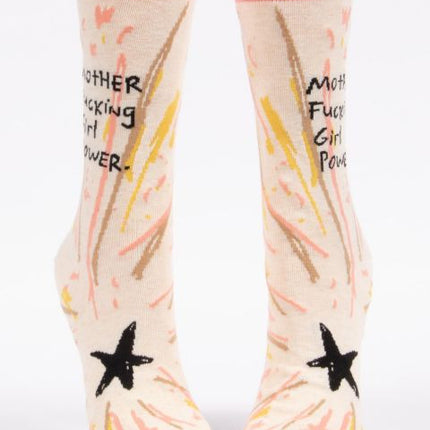 Mother Fucking Girl Power Crew Socks- front view