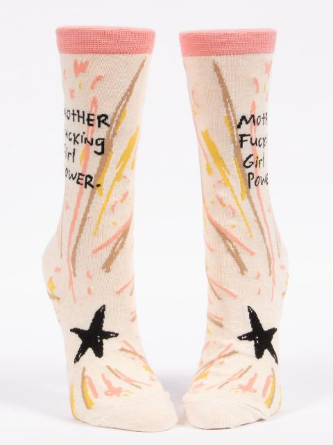 Mother Fucking Girl Power Crew Socks- front view